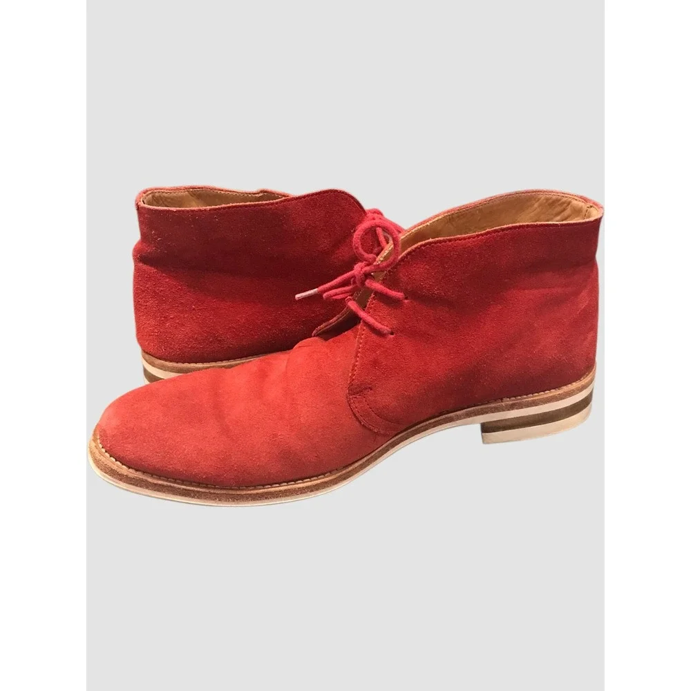 Russell &‎ Bromley Red Suede Chukka Boots Ankle Lace Up Mens Size 9